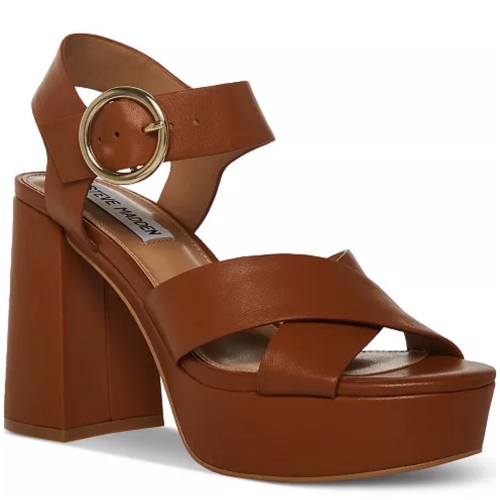 Steve Madden- Women's Elkin Ankle-Strap Crisscross Platform Sandal